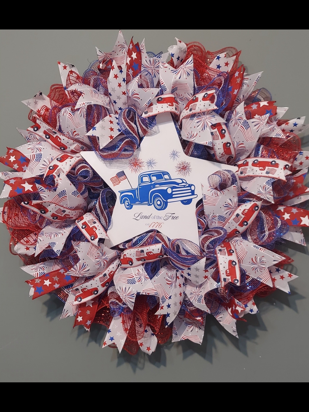 Hand Crafted Red White and Blue Patriotic Wreath